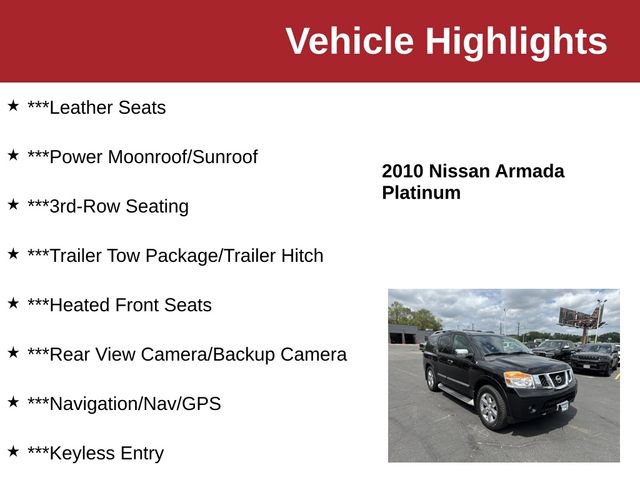 Used 2010 Nissan Armada Platinum w/ Captain Seat Pkg AWD/4WD image 10