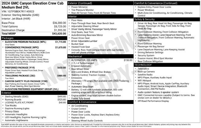 Used 2024 GMC Canyon Elevation w/ Elevation Premium Package RWD image 26