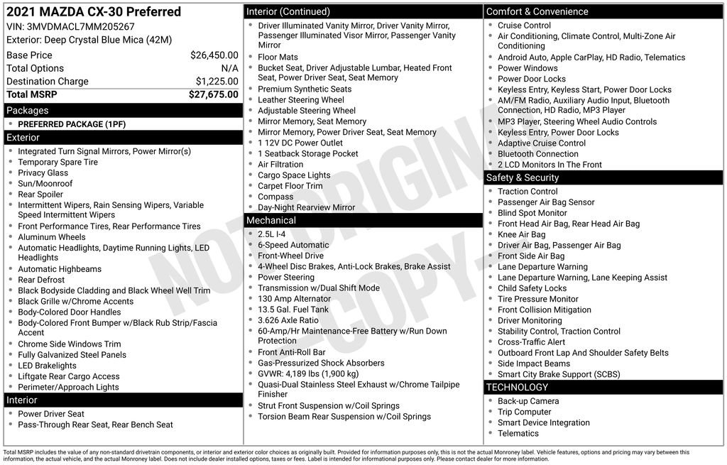 Used 2021 MAZDA CX-30 FWD 2.5 S w/ Preferred Package image 9