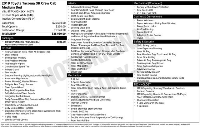 Used 2019 Toyota Tacoma SR w/ SR Convenience Package RWD image 24