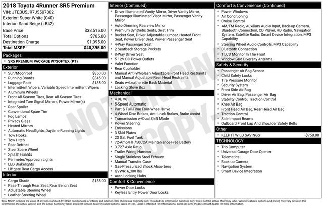 Used 2018 Toyota 4Runner SR5 Premium AWD/4WD image 33