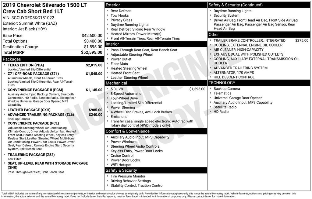 Used 2019 Chevrolet Silverado 1500 LT w/ Texas Edition AWD/4WD image 3