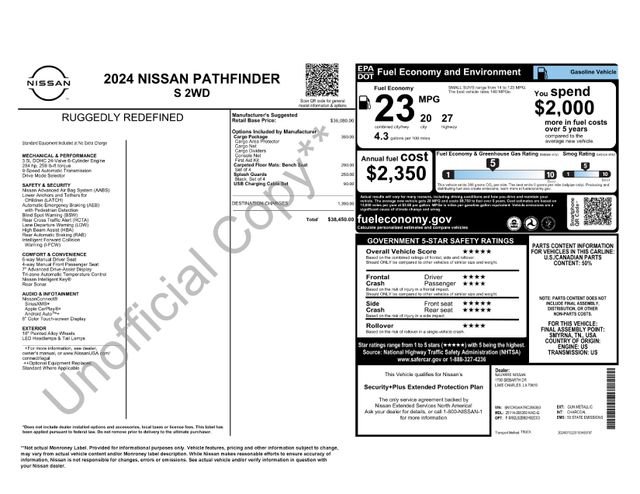 Used 2024 Nissan Pathfinder S w/ Cargo Package image 7