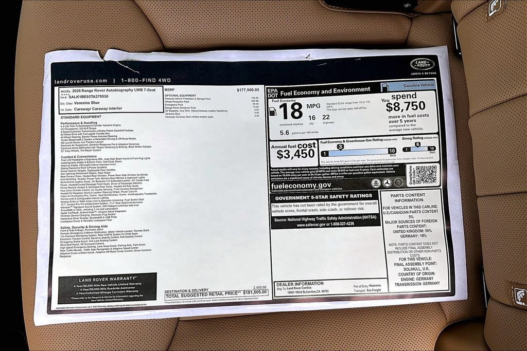 New 2026 Land Rover Range Rover Long Wheelbase Autobiography AWD/4WD image 15