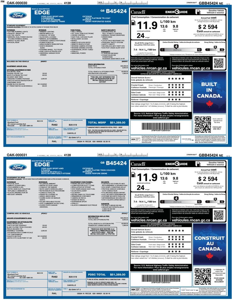 Used 2016 Ford Edge Sport w/ Canadian Touring Package AWD/4WD image 10
