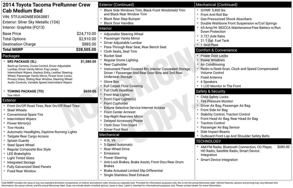 Used 2014 Toyota Tacoma PreRunner w/ SR5 Package image 39