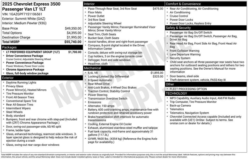 Used 2025 Chevrolet Express 3500 LT w/ LT Preferred Equipment Group RWD image 14