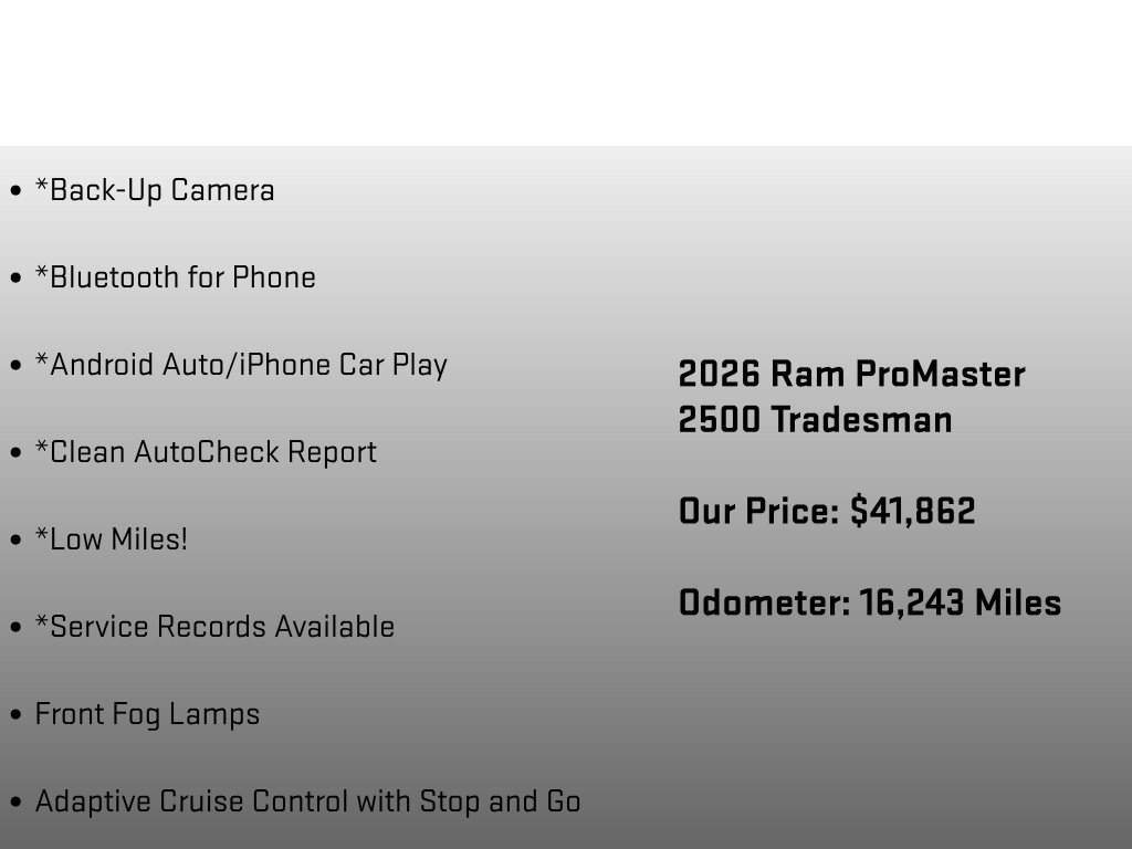 Used 2026 RAM ProMaster 2500 w/ Convenience Group FWD image 11