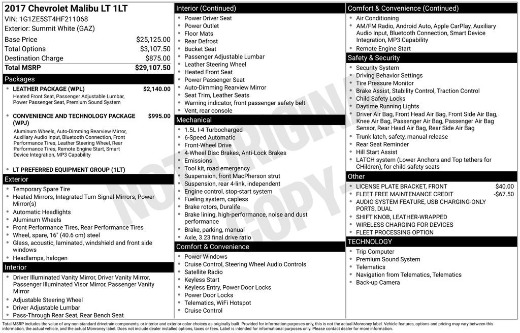 Used 2017 Chevrolet Malibu LT w/ Leather Package FWD image 4