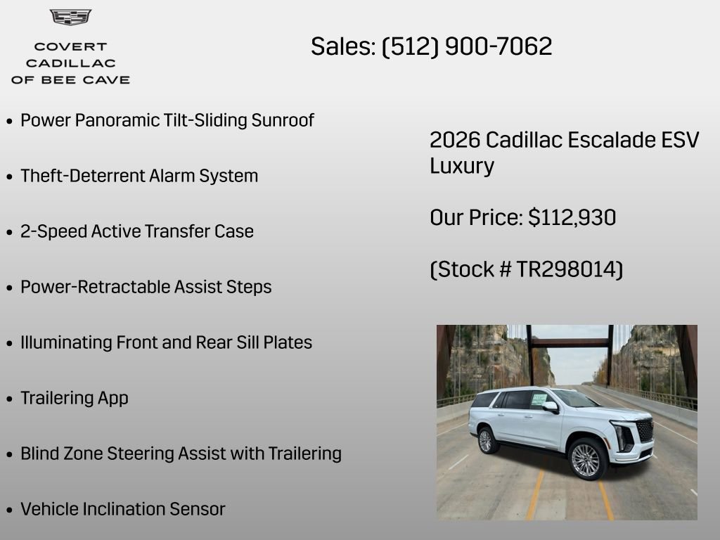 New 2026 Cadillac Escalade ESV Luxury w/ LPO, Floor Liner Package AWD/4WD image 24