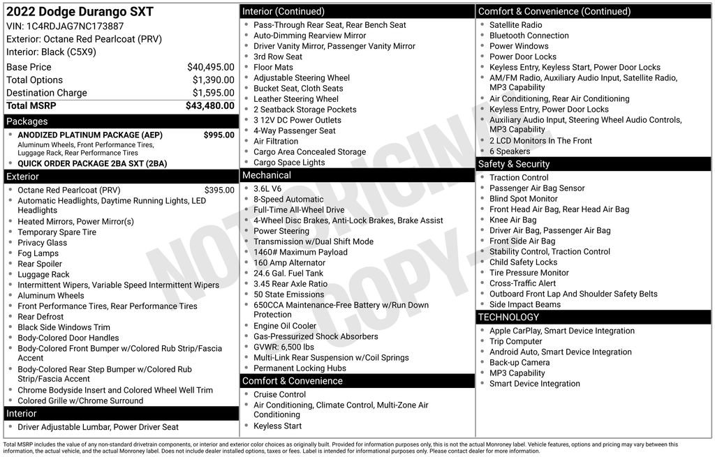 Used 2022 Dodge Durango SXT w/ Anodized Platinum Package image 38