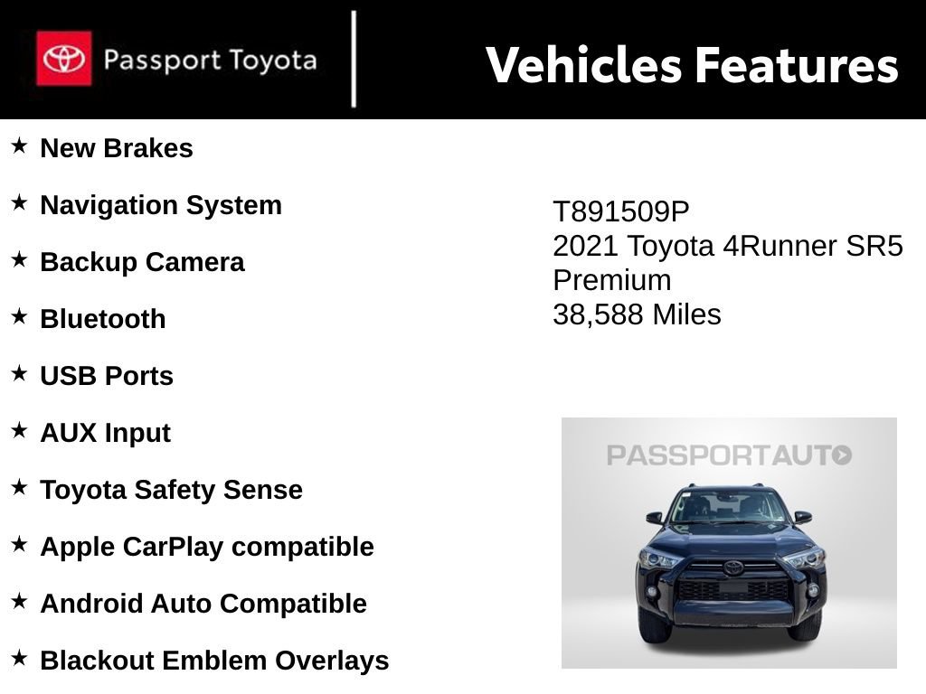 Used 2021 Toyota 4Runner SR5 Premium w/ Moonroof Package AWD/4WD image 10