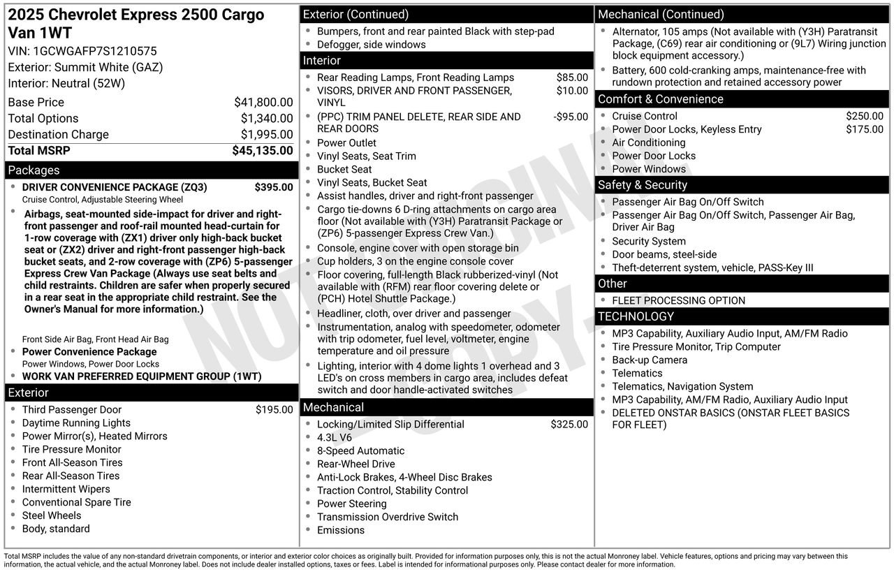 Used 2025 Chevrolet Express 2500 w/ Driver Convenience Package RWD image 33