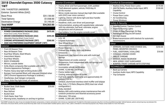 Used 2018 Chevrolet Express 3500 Extended w/ Power Convenience Package RWD image 12