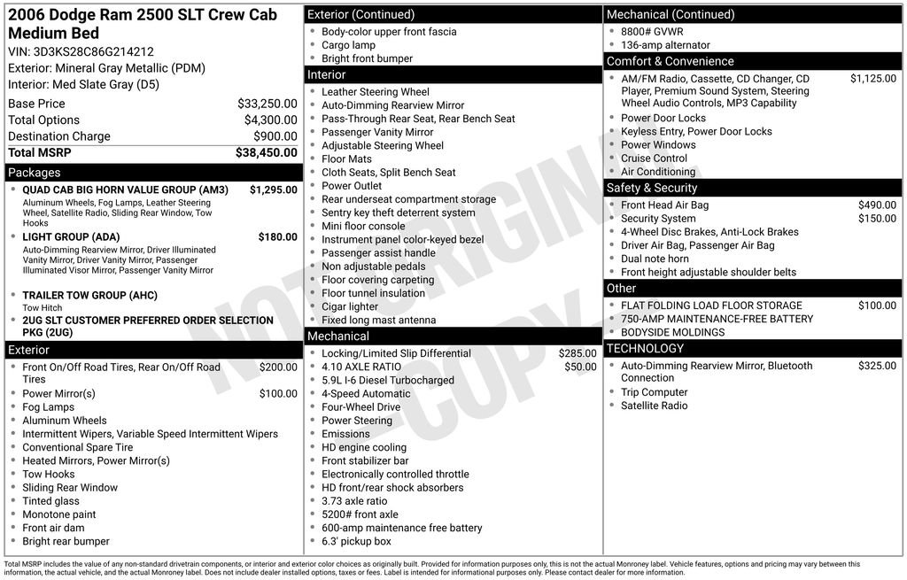 Used 2006 Dodge Ram 2500 Truck SLT w/ Quad Cab Big Horn Value Group image 14