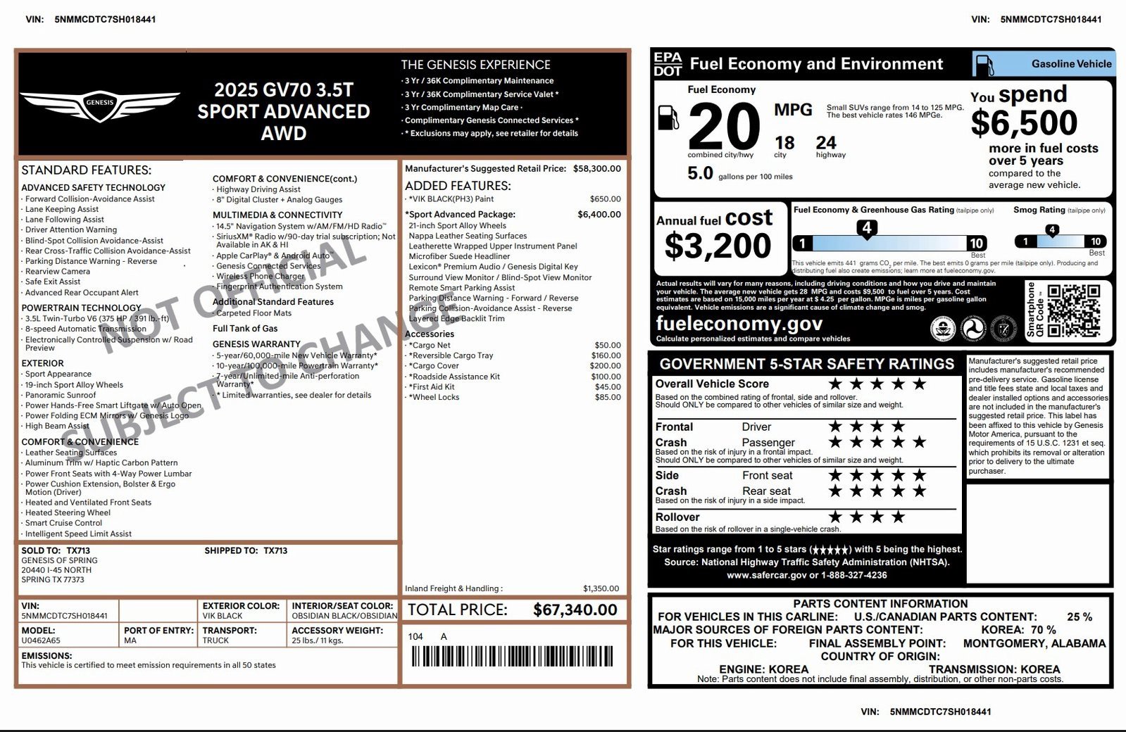 Certified 2025 Genesis GV70 3.5T Sport w/ Sport Advanced Package image 3