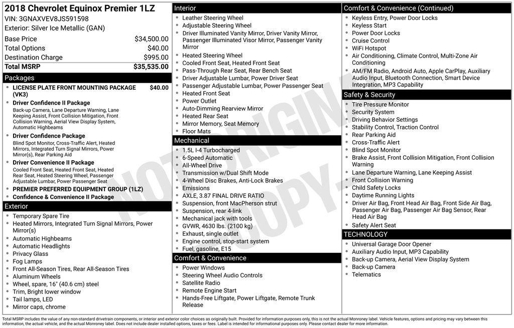 Used 2018 Chevrolet Equinox Premier AWD/4WD image 4