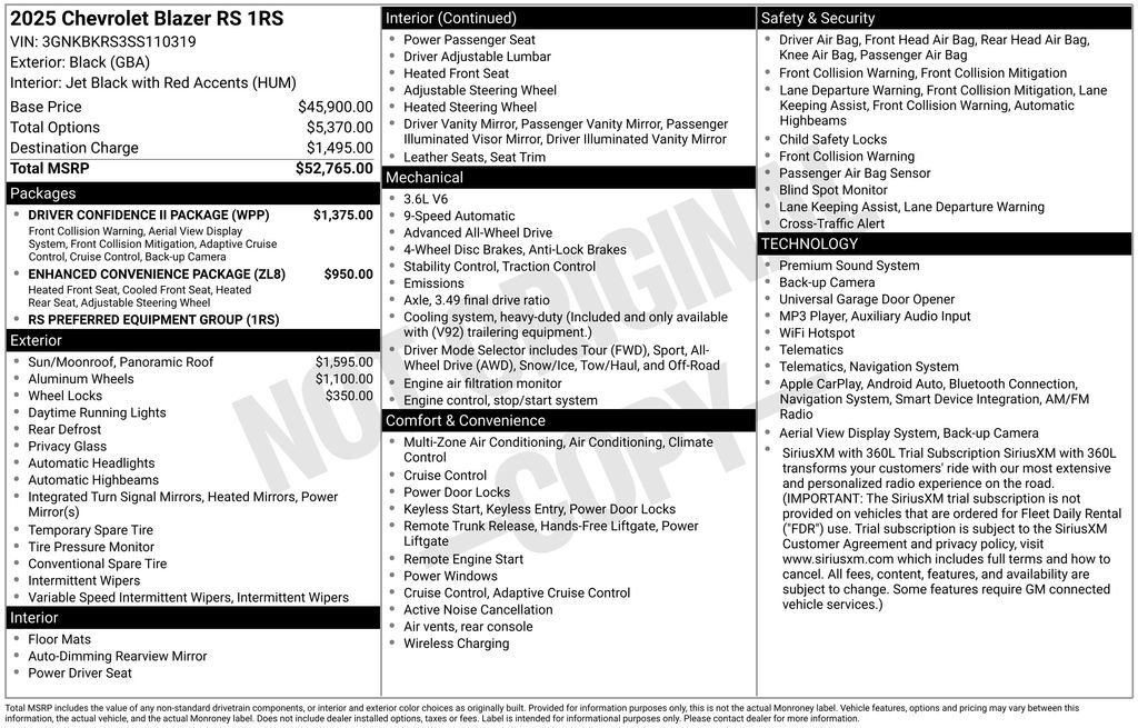 Certified 2025 Chevrolet Blazer RS w/ Driver Confidence II Package AWD/4WD image 7