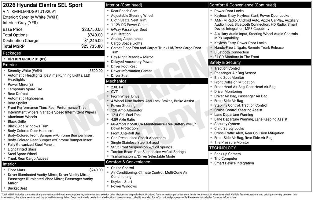 New 2026 Hyundai Elantra Sport FWD image 22