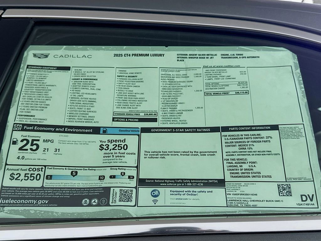 New 2025 Cadillac CT4 Premium Luxury image 20