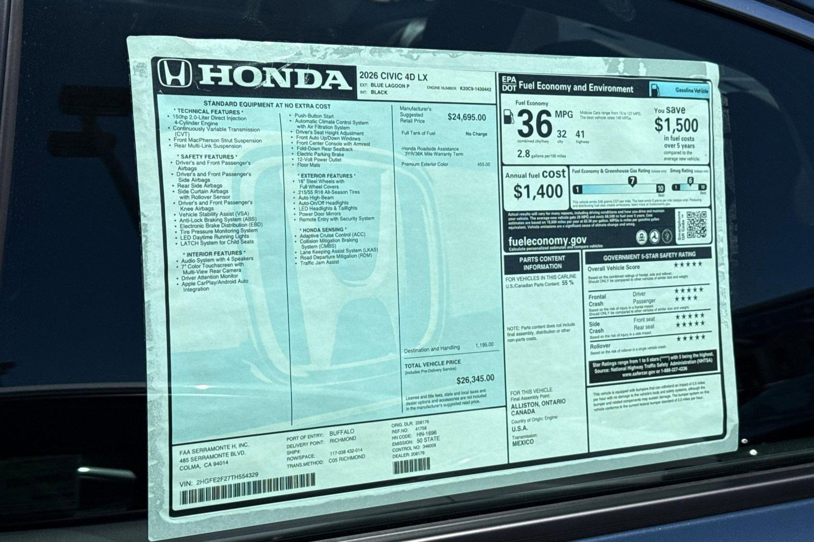New 2026 Honda Civic LX image 29