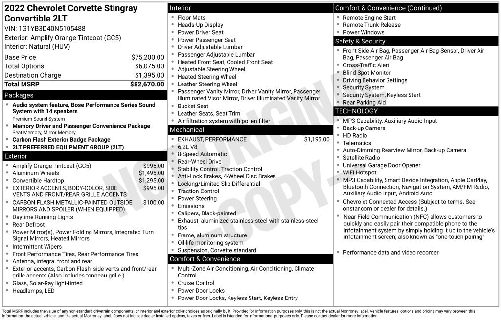 Certified 2022 Chevrolet Corvette Stingray Preferred Conv w/ 2LT RWD image 10