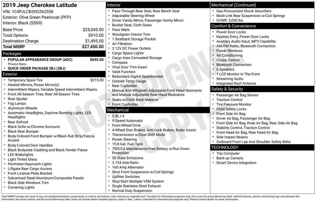 Used 2019 Jeep Cherokee Latitude w/ Popular Appearance Group image 8