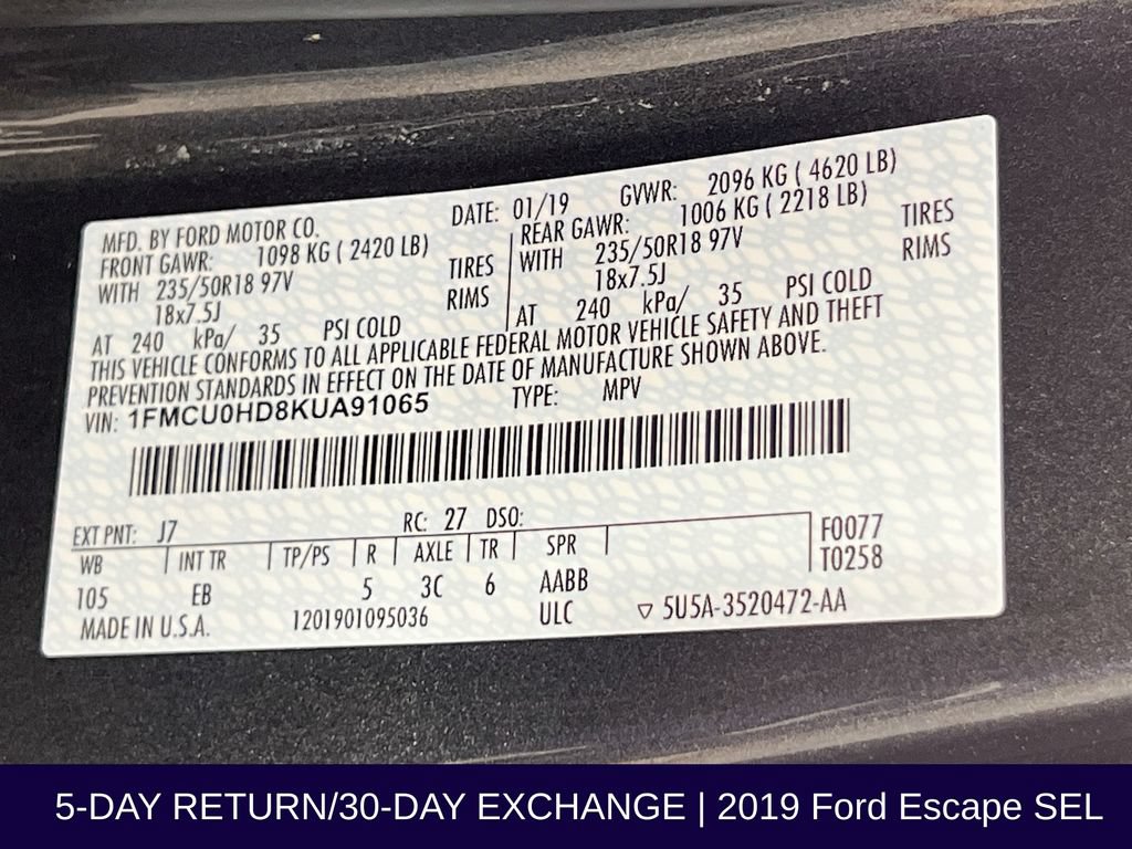 Used 2019 Ford Escape SEL FWD image 37