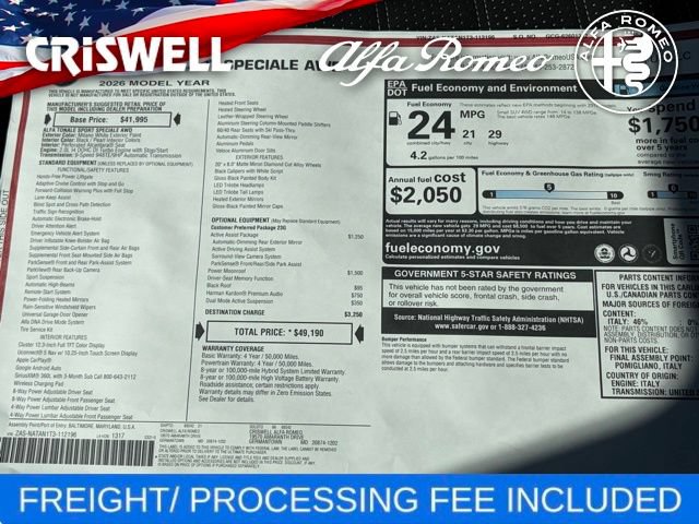 New 2026 Alfa Romeo Tonale w/ Active Assist Package AWD/4WD image 48