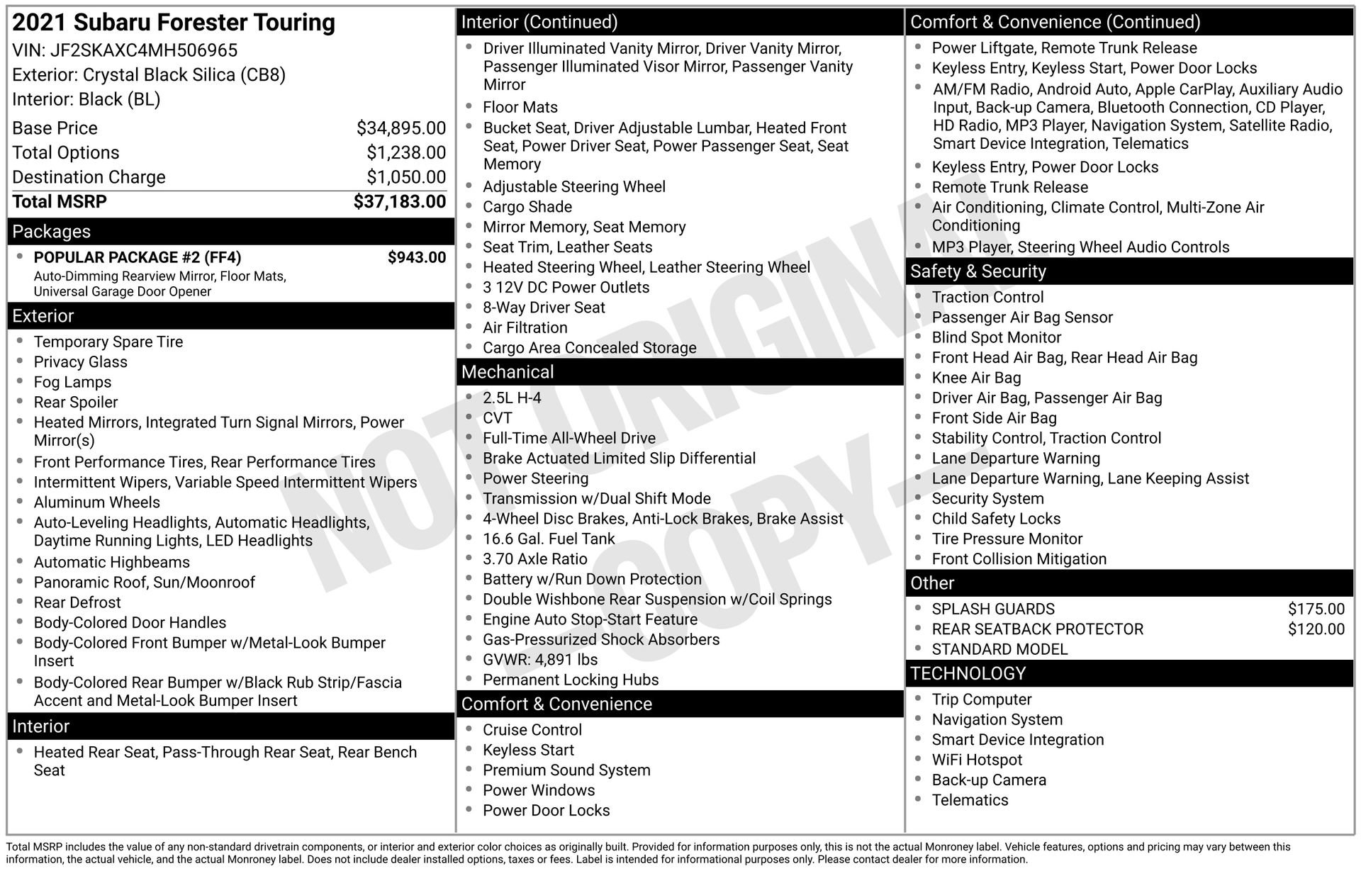 Used 2021 Subaru Forester Touring w/ Popular Package #2 image 3