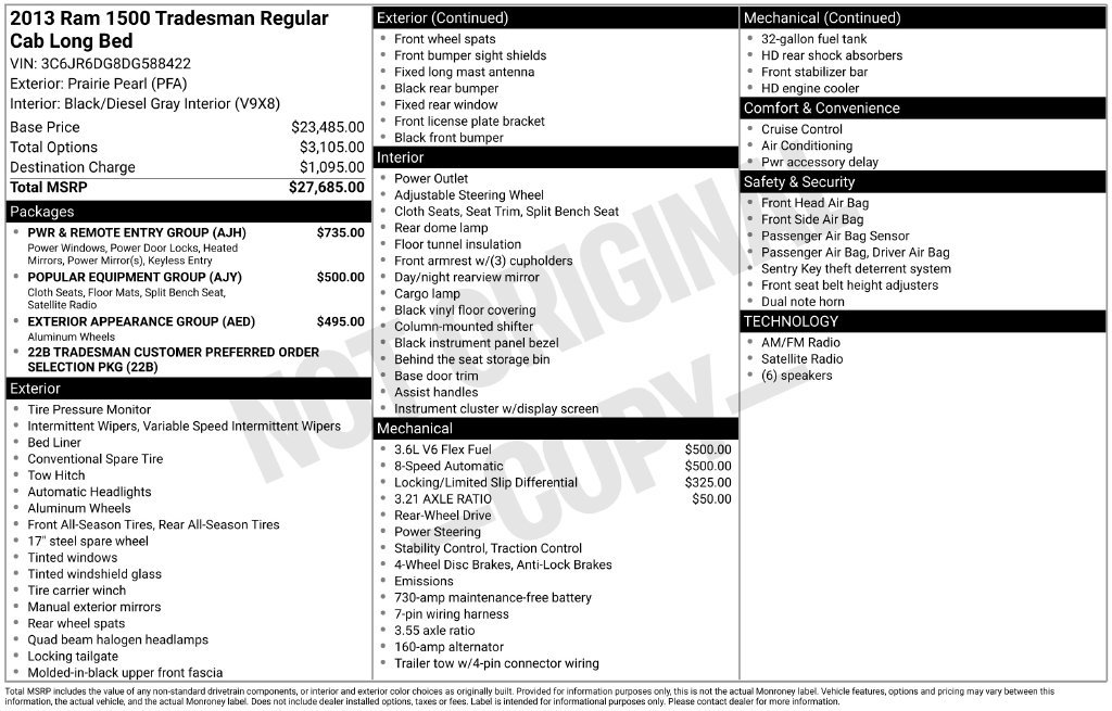 Used 2013 RAM 1500 Tradesman w/ PWR & Remote Entry Group RWD image 6
