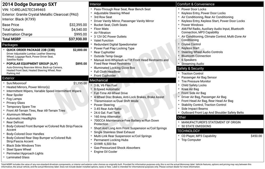 Used 2014 Dodge Durango SXT w/ Quick Order Package 23B AWD/4WD image 31
