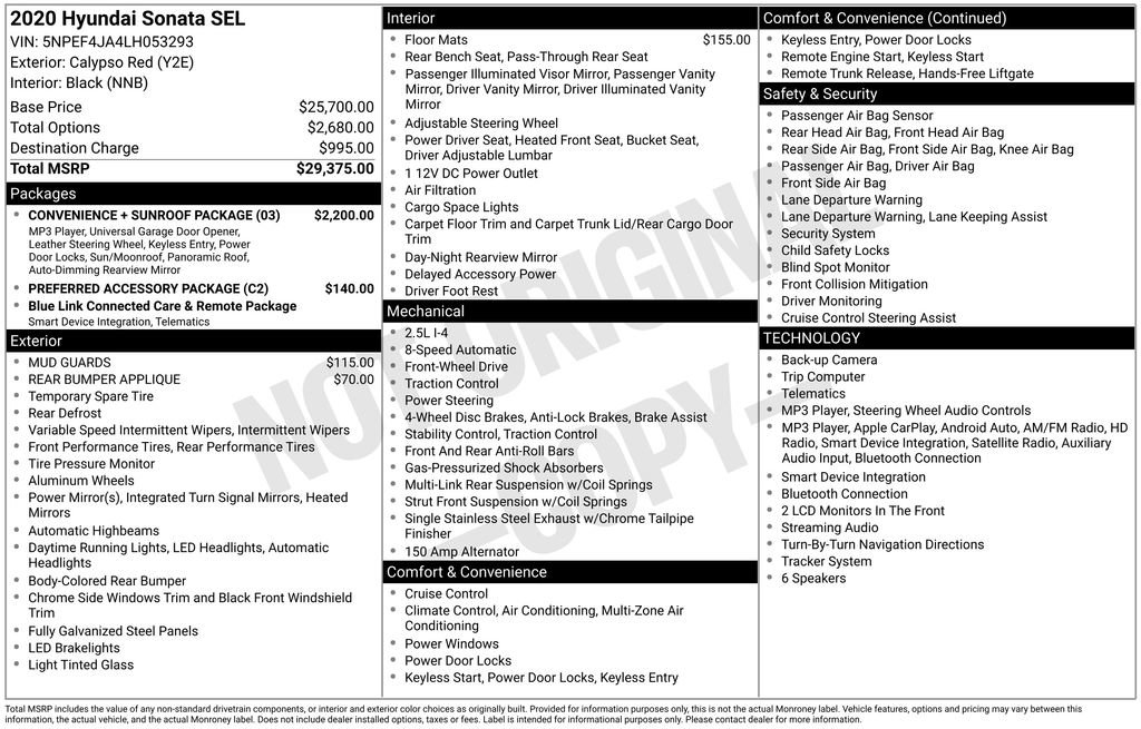 Used 2020 Hyundai Sonata SEL w/ Convenience + Sunroof Package FWD image 23