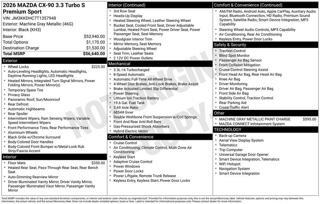 New 2026 MAZDA CX-90 3.3 Turbo S w/ Premium Package image 6