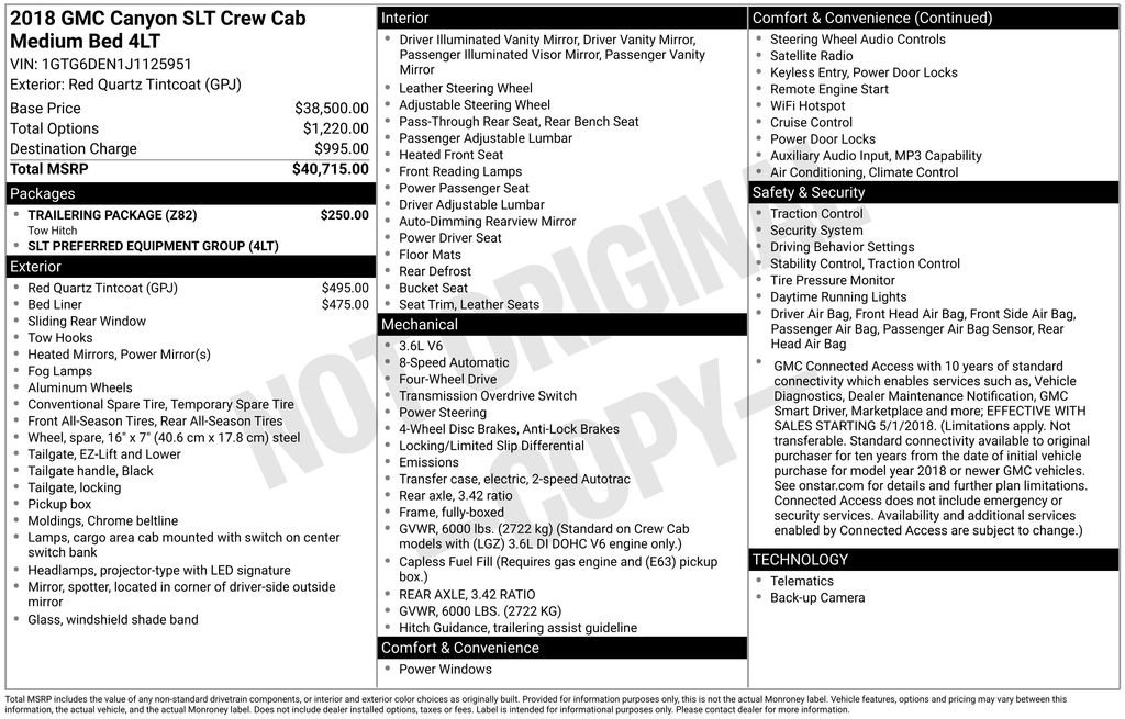 Used 2018 GMC Canyon SLT w/ Trailering Package AWD/4WD image 15