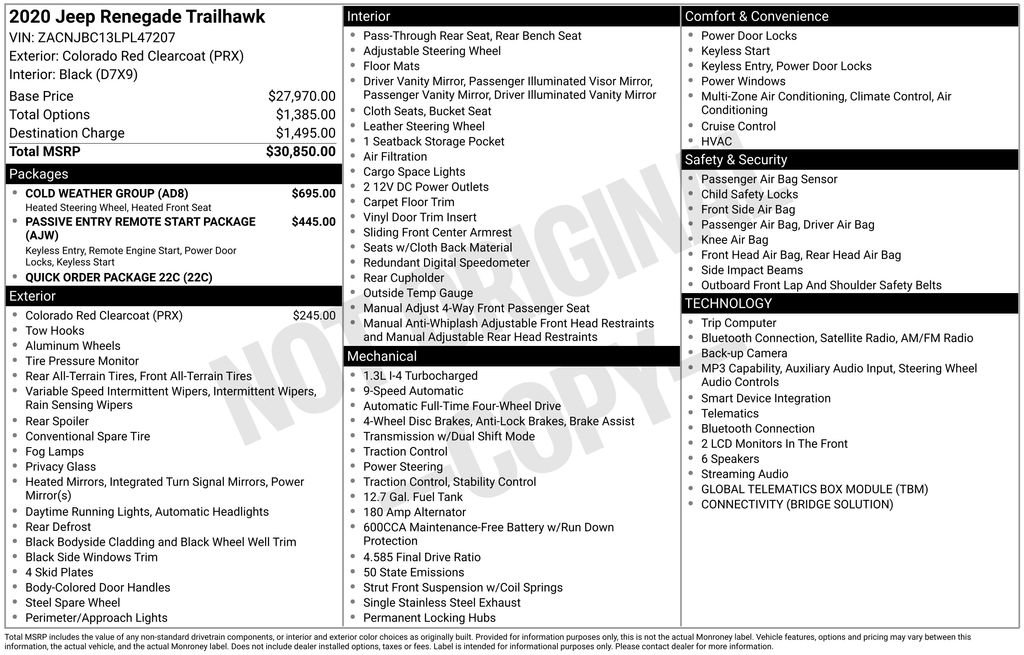 Used 2020 Jeep Renegade Trailhawk w/ Cold Weather Group AWD/4WD image 34