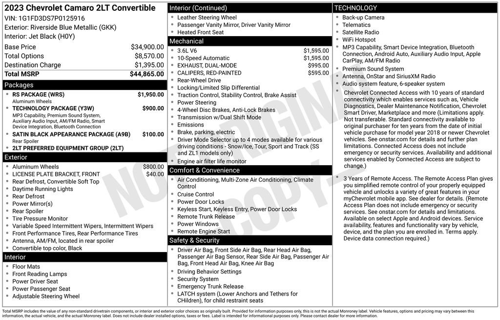 Used 2023 Chevrolet Camaro LT w/ RS Package RWD image 17