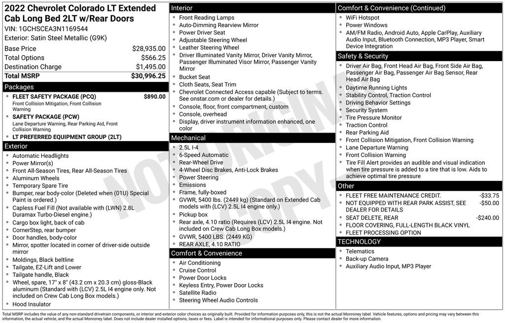 Used 2022 Chevrolet Colorado LT w/ Fleet Safety Package image 31