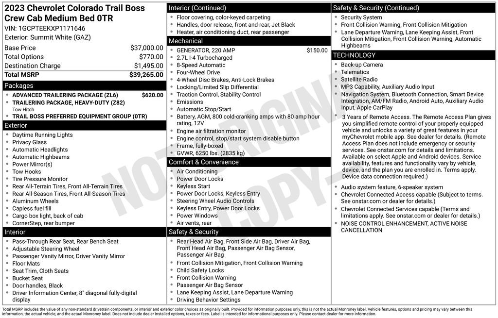 Used 2023 Chevrolet Colorado Trail Boss w/ Advanced Trailering Package AWD/4WD image 6