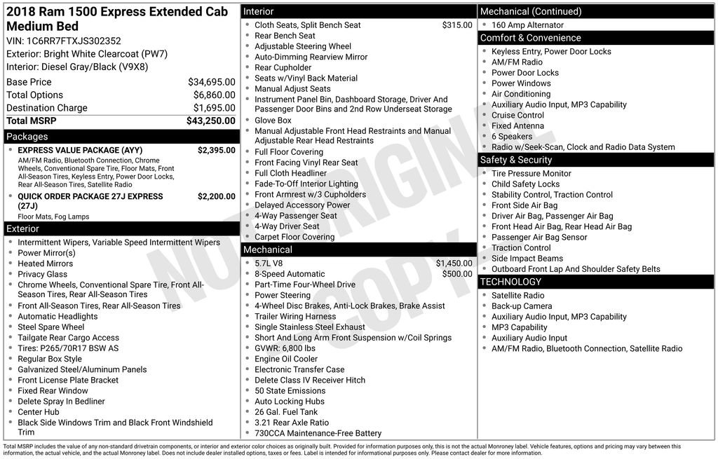 Used 2018 RAM 1500 Express w/ Express Value Package AWD/4WD image 46