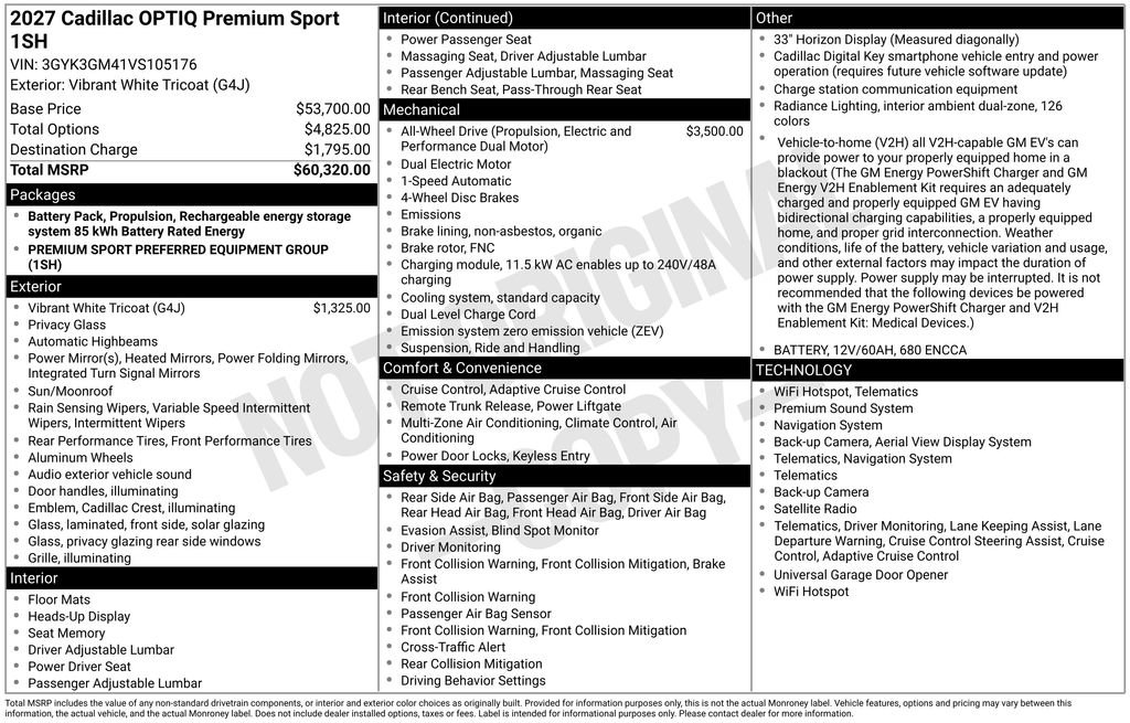 New 2027 Cadillac Optiq Premium Sport AWD/4WD image 4