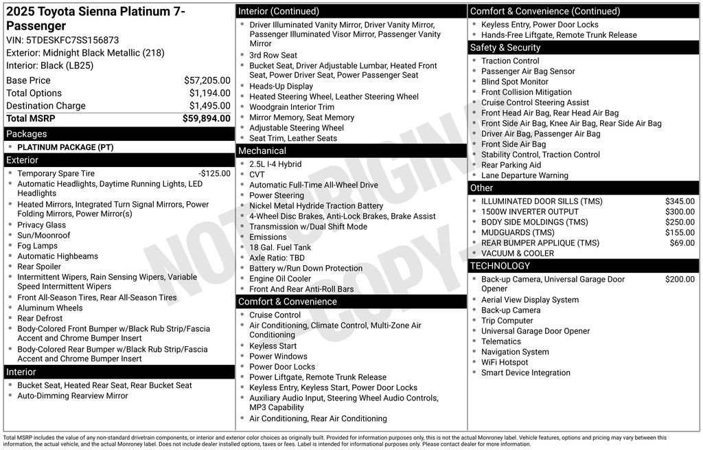 Used 2025 Toyota Sienna Platinum AWD/4WD image 39