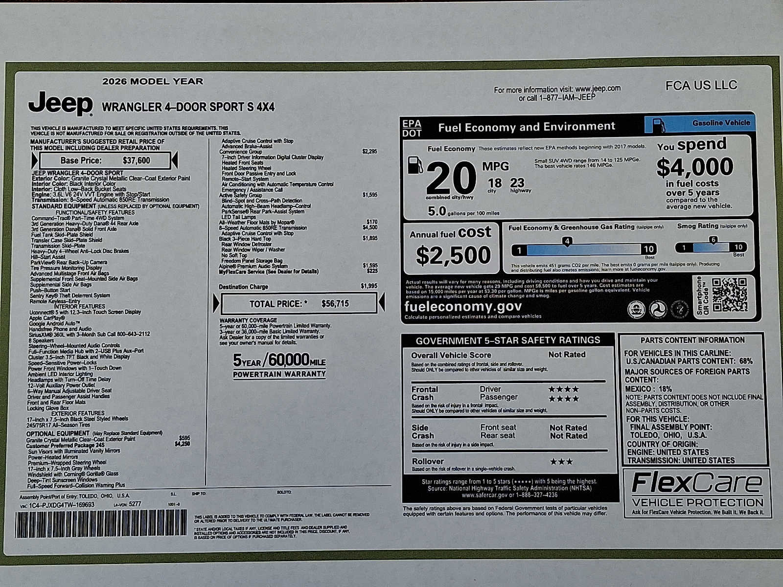 New 2026 Jeep Wrangler Unlimited Sport image 17