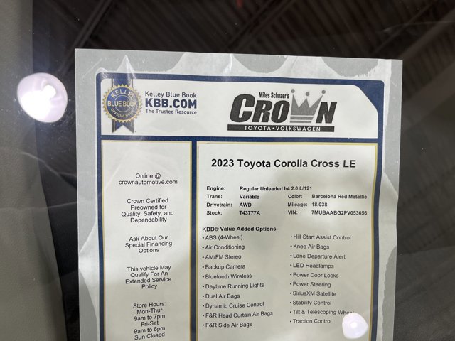 Used 2023 Toyota Corolla Cross LE w/ Moonroof Package AWD/4WD image 39