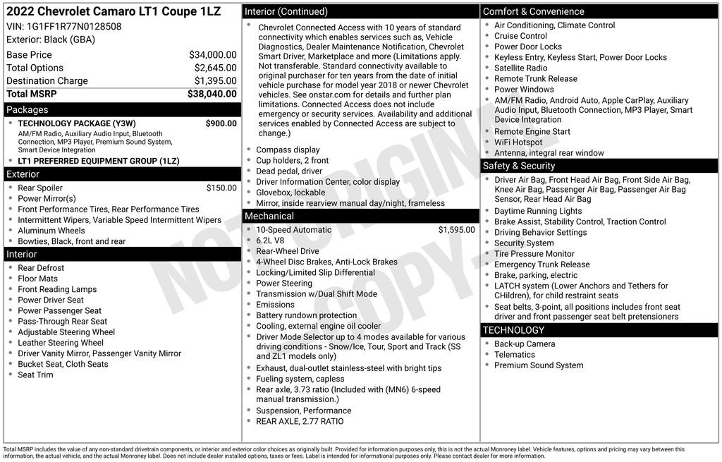 Used 2022 Chevrolet Camaro LT w/ Technology Package image 29