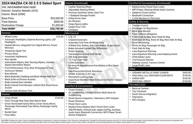 Certified 2024 MAZDA CX-30 AWD 2.5 S w/ Select Sport Pkg image 13
