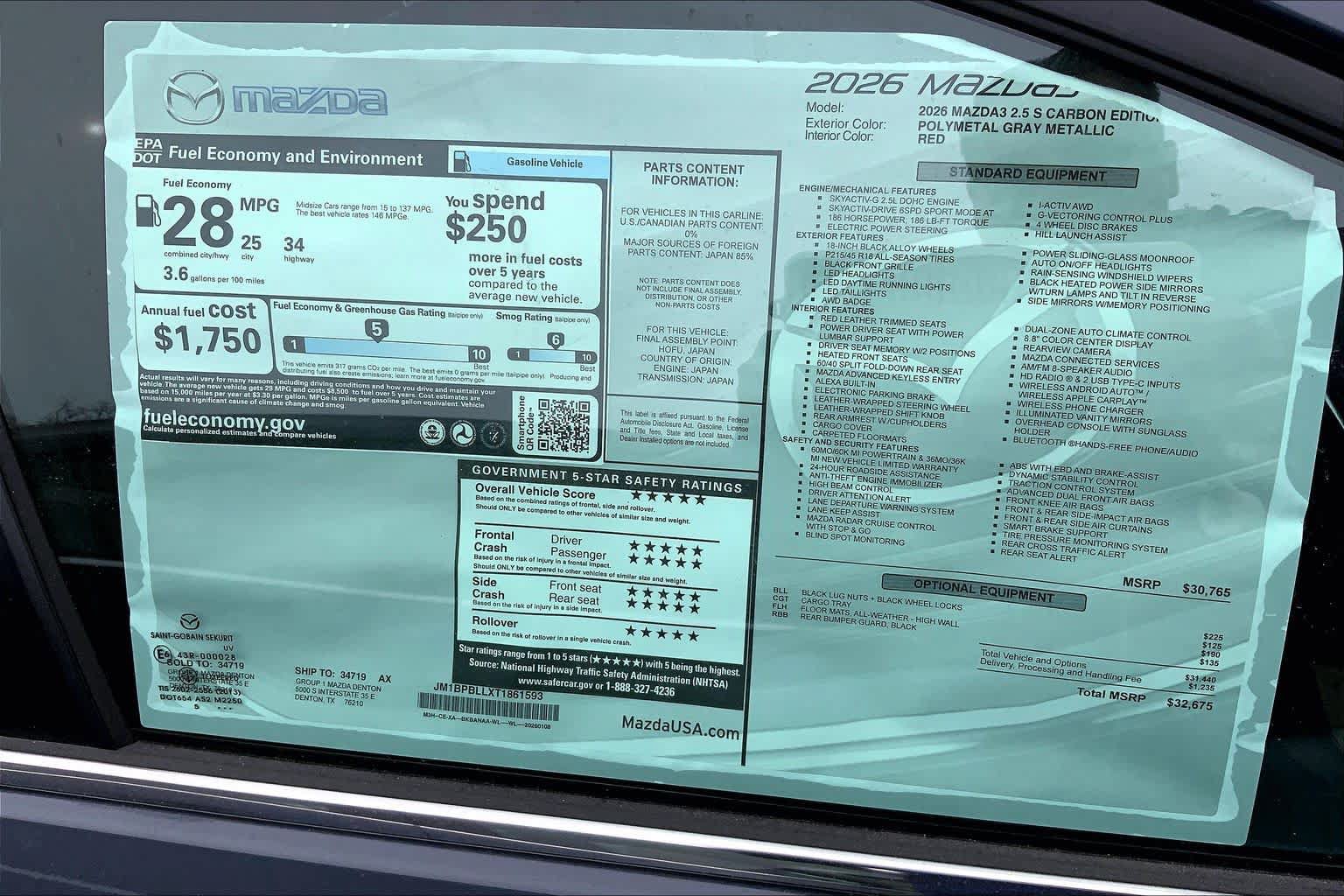 New 2026 MAZDA MAZDA3 Carbon AWD/4WD image 20