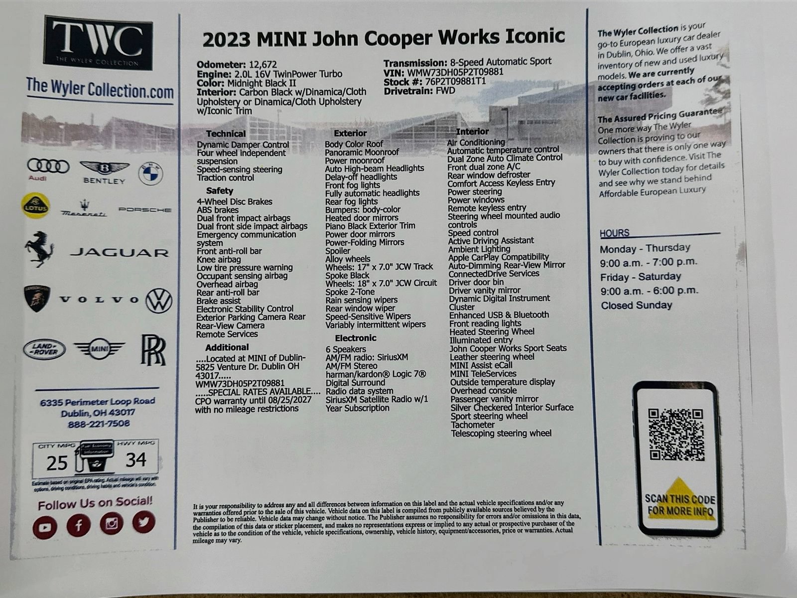 Certified 2023 MINI Cooper John Cooper Works FWD image 43