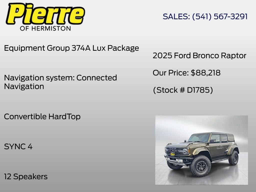 New 2025 Ford Bronco Raptor w/ Interior Carbon Fiber Pack image 6