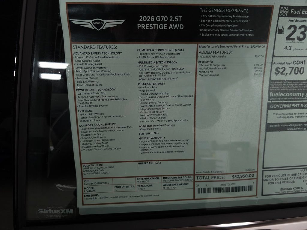 Used 2026 Genesis G70 2.5T Prestige AWD/4WD image 26